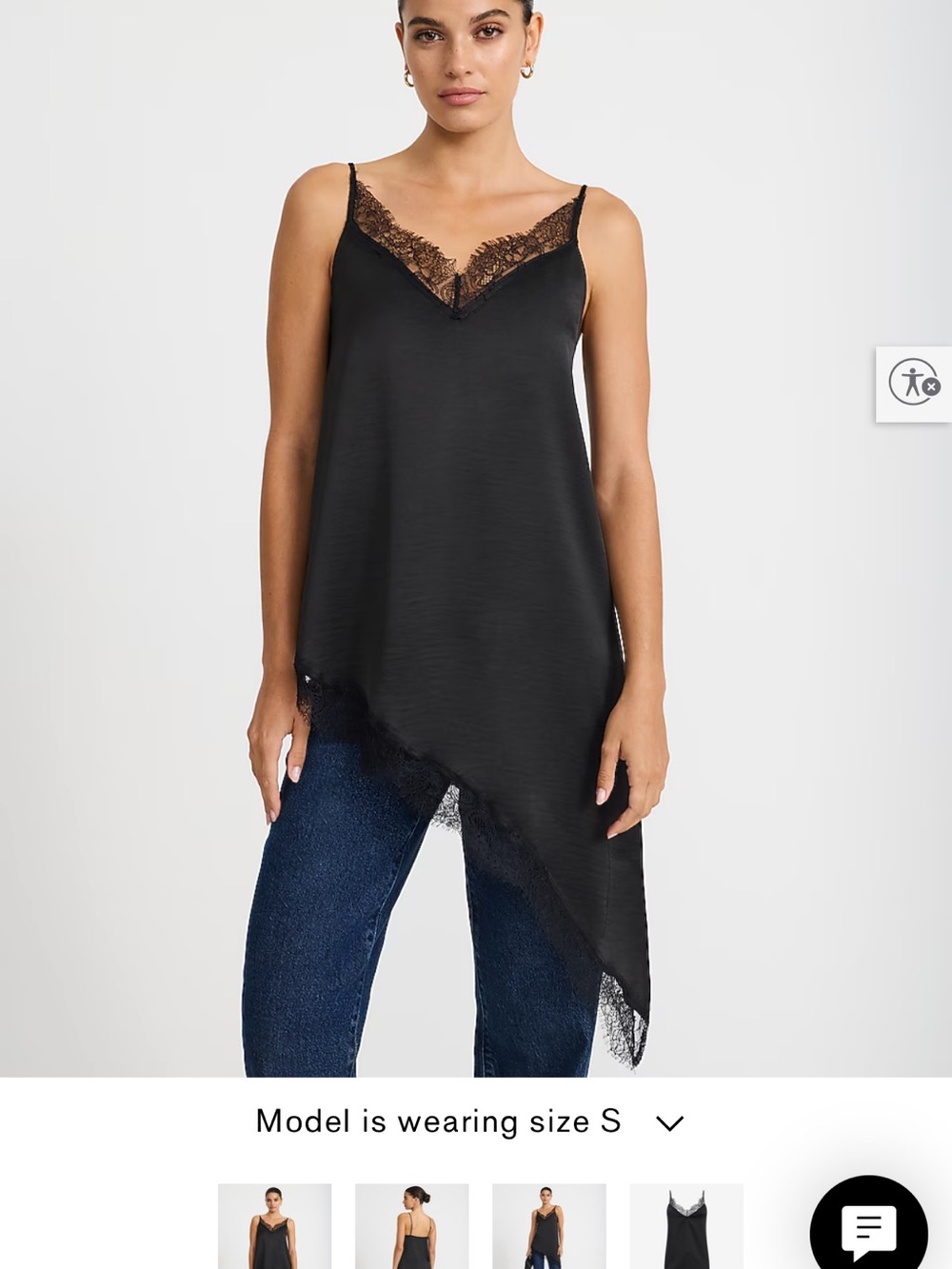 Express Black Lace-Trim Asymmetric Camisole